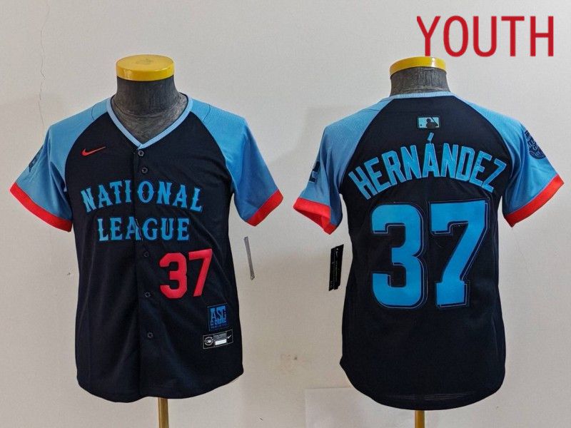 Youth Los Angeles Dodgers 37 Hernandez Blue All star 2024 Nike MLB Jersey style 7261